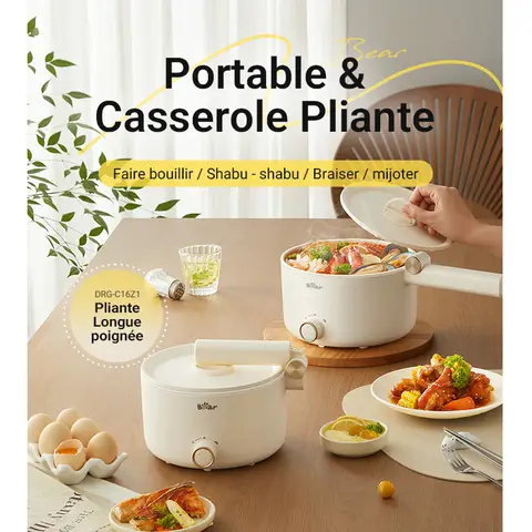 Bear Marmite Électrique Multifonction Bear DRG-C16Z1 - Capacité de 1,6 litre