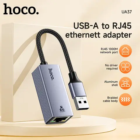 HOCO UA37 USB-Netzwerkadapter (Gigabit-Ethernet-Anschluss) für Windows 98/ME/2000/XP/Vista/Win7/8/9/10, Linux, Mac OS und andere Systeme