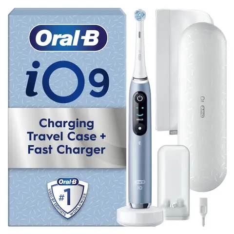 Oral-B iO9 Special Edition Electric Toothbrush, Charging Travel Case, 7 Modes, AI Tracker, Insteractive Colour Display, Blue