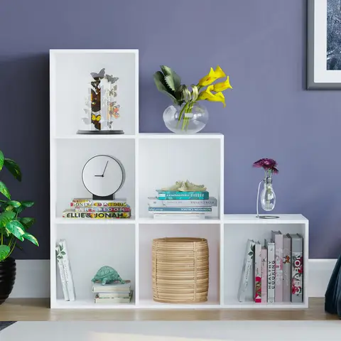 Vida Designs Bookcase Durham Staircase 6 Cube White