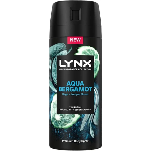 Lynx Fine Fragrance Collection Premium Deodorant Bodyspray Aqua Bergamot 150ml