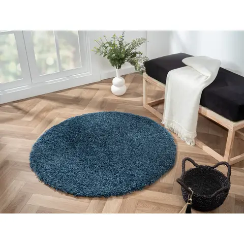 My Flair Runder Dunkelblauer Teppich "My Shaggy" 150 x 150 cm