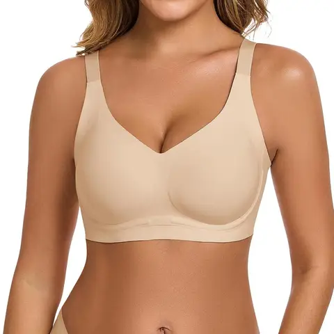 ubras Cloudy V-Neck Support Bra -, Couple Gift Perfect Gift for woman, Comfortable Seamless Underwear - Skin-XXL, Suitable for Any Season