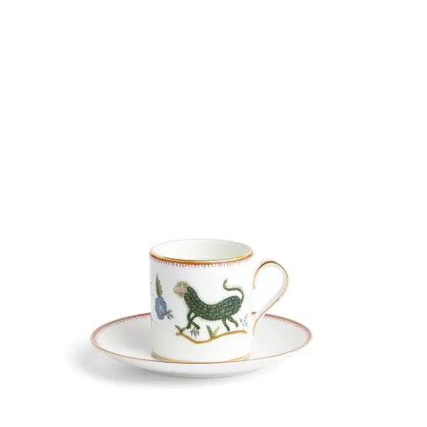 WEDGWOOD Kit Kemp Mythical Creatures Fein Bone China Espressotasse & Untertasse Set mit 22K Goldbänderung