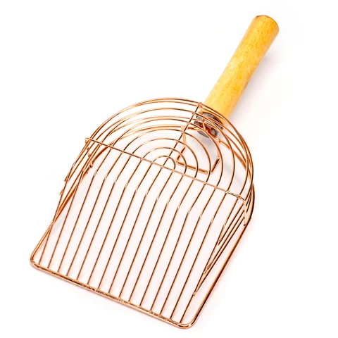Nobleza Cat litter scoop/Round/M/L29*W13.7*H6.5cm/Gold/UKMade of multi-layer electroplated material, this product is sturdy and durable.;The wooden handle is carefully selected for its quality.