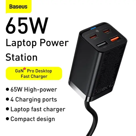 Baseus GaN3 Pro 4-poorts desktoplader 65W