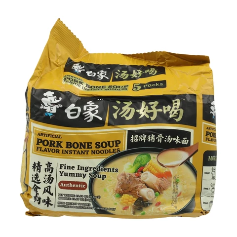Bai Xiang noedels met varkensbottenbouillon, 5 pakjes, 565 g