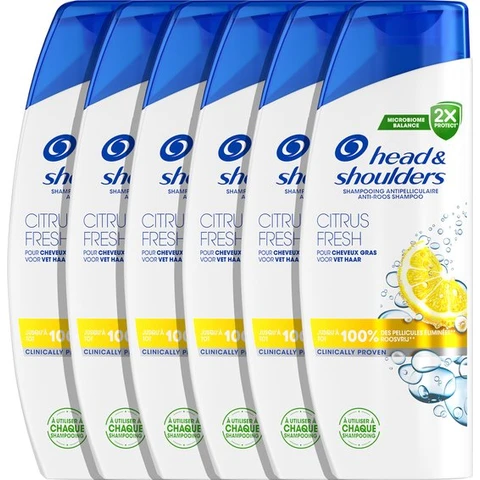 Head & Shoulders Citrus Fresh - Anti-Roos Shampoo - Voor Vet Haar - Voordeelverpakking 6 x 300 ml