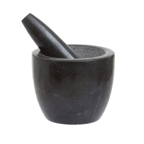 Maison by Premier Black Marble Tapered Mortar And Pestle, Durable Natural Stone Grinder For Kitchen Use