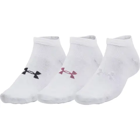 Under Armour Essential Unisex 3-Pack Low Socks White/White/Pink Elixir L