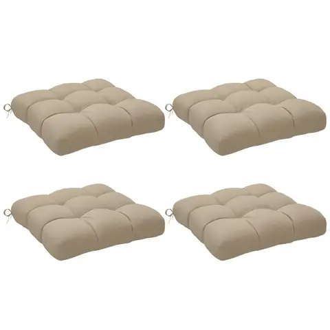 Outsunny Lot de 4 Coussins de Chaise de Jardin Capitonné 48L x 48cm Kaki |  Rembourrage 10 cm avec Attaches