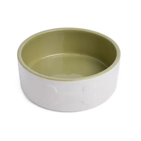 Petface Bone Ceramic Bowl Cream/Green 20cm
