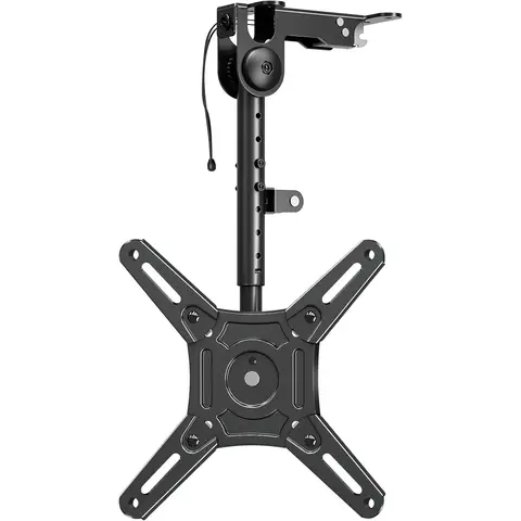 Folding Under Cabinet TV Mount - Flip Down & Swivel TV Bracket Fits 14-42" LCD TV Monitor Screens up to 10KG, Space Saving Height Adjustable Under Counter TV Mount, Max VESA 200x200mm