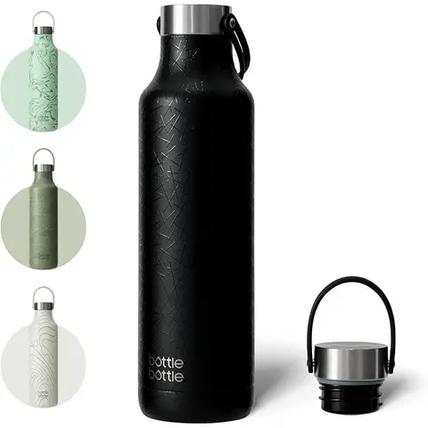 Bottle Bottle Insulated Water Bottle with Handle 600ml Black