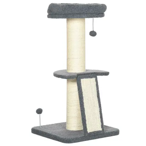 PawHut Cat Tree Tower, Cat Activity Centre, with Sisal Scratching Post, Multi Level Cat Climbing Frame Indoor, 48 x 48 x 92 cm, Dark Grey