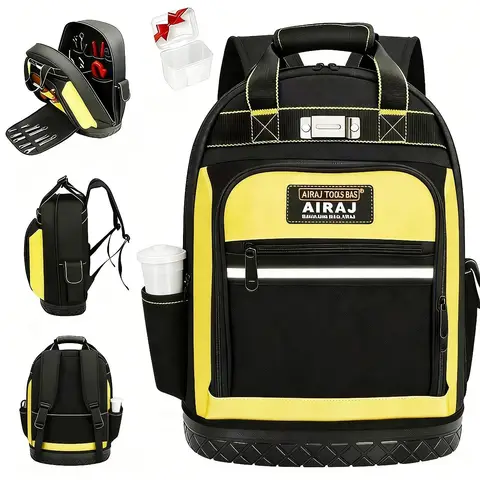 AIRAJ Heavy Duty Tool Backpack with ABS Rubber Base, 43*38*20 cm