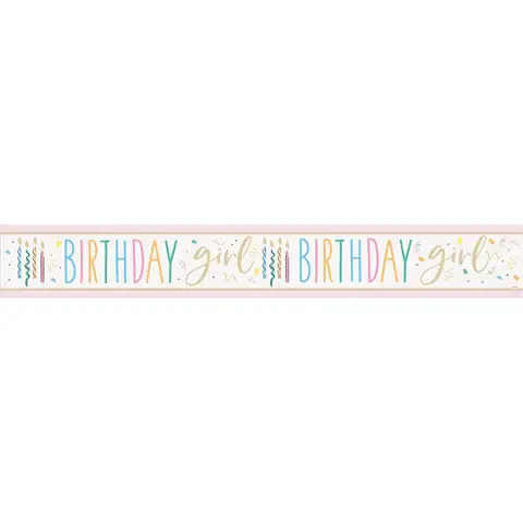 Unique Party Happy Birthday Girl Foil Banner, 2.74m