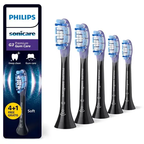 Philips Sonicare Premium GumCare – Opzetborstels voor Elektrische Tandenborstel – Zwart – Verpakking van 5 - HX9055/88