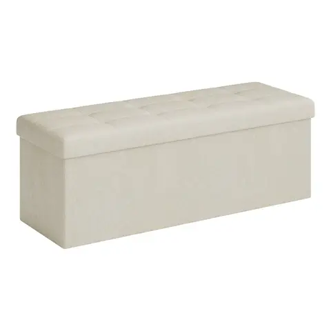Ochama Sitzbank mit Stauraum, 38 x 110 x 38 cm, Sitztruhe, Bettbank, Aufbewahrungstruhe, für Wohnzimmer, Schlafzimmer, Flur, creme