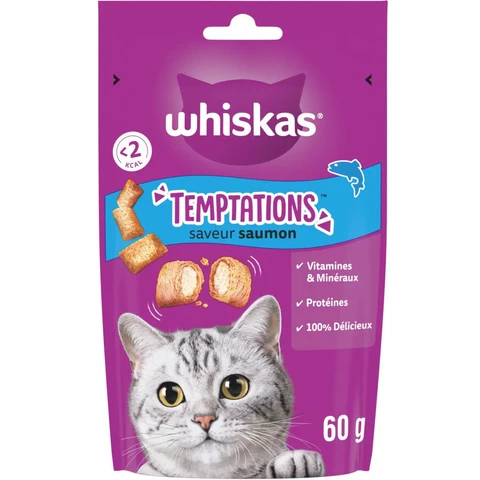 WHISKAS Temptations Friandise pour Chat Saumon 60 g