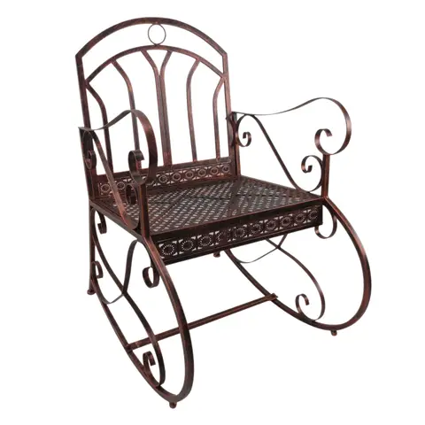 Outsunny Metal Single Chair 1 Seater Garden Outdoor Rocking Chair Vintage Style Bronze