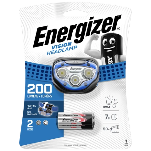 Energizer Vision Headlamp 200 Lumens + 3×AAA Batteries