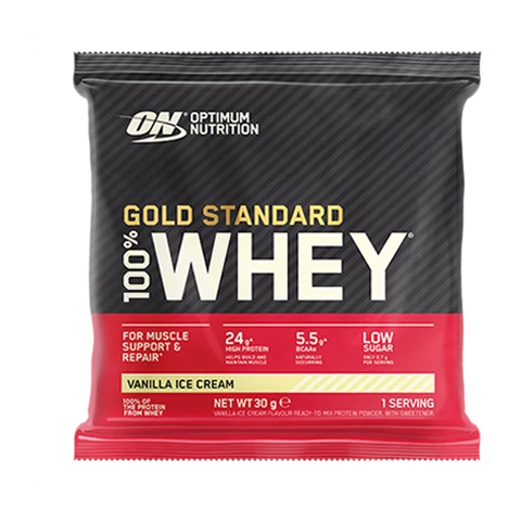 Optimum Nutrition Gold Standard 100% whey zakjes vanille-ijs 30 g (1 portie)