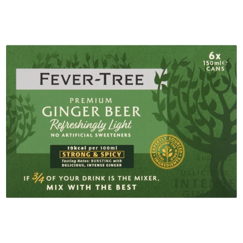 Fever-Tree Premium Refreshingly Light Ginger Beer 6 x 150ml