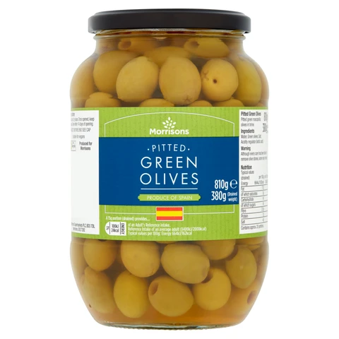 Morrisons Pitted Green Olives In Brine 810g