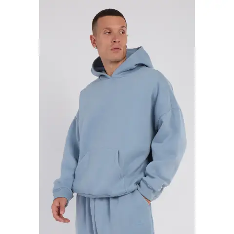 Third Avenue Oversized Fleece Pullover Hoodie, Slate Blue, XL Size