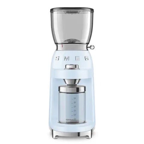Smeg Kaffeemühle CGF11PBEU, Kegelmahlwerk Edelstahl, 30 Mahlstufen, 350 g Bohnenbehälter, 150 W, Pastellblau
