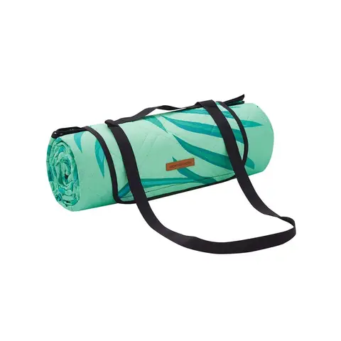 SONGMICS Picknickdecke, 200 x 200 cm, große wasserdichte Picknickmatte für Camping, Park, Garten, Strand, maschinenwaschbar, faltbar, Farnmuster und Grün GCM001C02