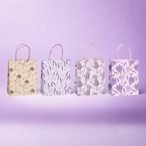 MIKIREI Medium Gift Bag - Violet, Pack of 8