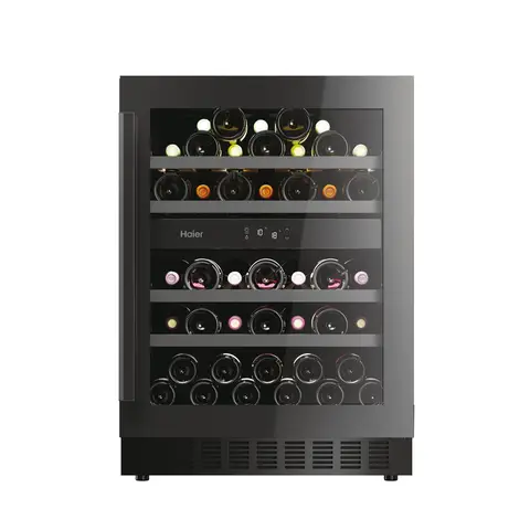 Haier HAKWBD 60 UK Series 6 Integrated 60cm Dual Zone Wine Cooler 44 Bottles - Black - F Rated