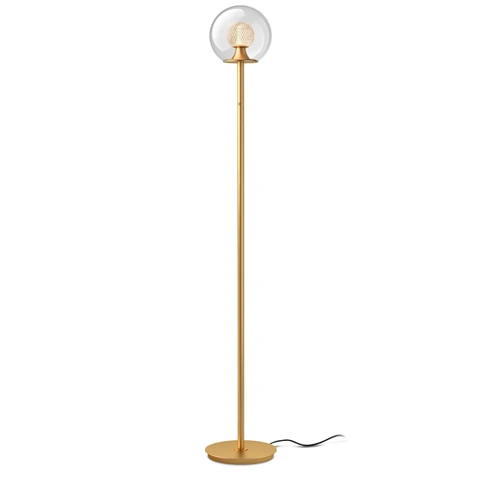 Tubicen Goldene Stehlampe mit Dual-Glas-Kugel-Schirm, Memory-Funktion, Art-Dekor, 4-Stufen-Touch-Steuerung, dimmbare moderne LED-Eck-Stehlampe für Schlafzimmer, Büro, Wohnzimmer, Nachttisch