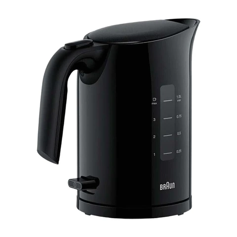 Braun PurEase WK 3000 BK Elektrischer Wasserkocher 1L Schwarz 2200W mit Schnellkochsystem und herausnehmbarem Kalkfilter