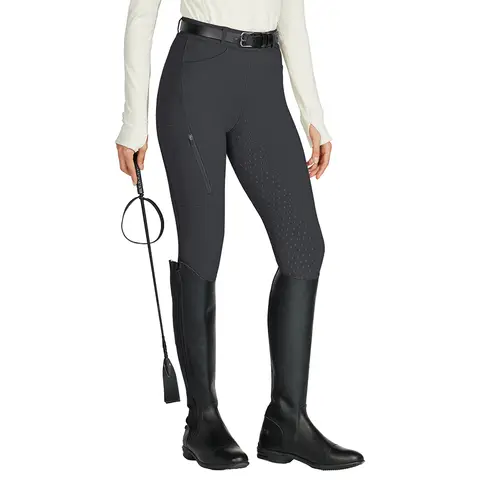 Willit Women's Riding Pants Full Seat Silicone Breeches Equestrian Horseback Riding Tights with Zipped Pocket Gray S