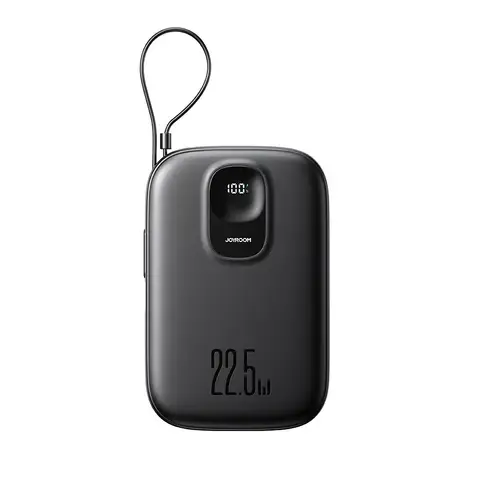 Joyroom JR-PBF17 22,5W 10000mAh Powerbank mit integriertem USB-C-Kabel + 0,25cm USB-C-Kabel - Schwarz