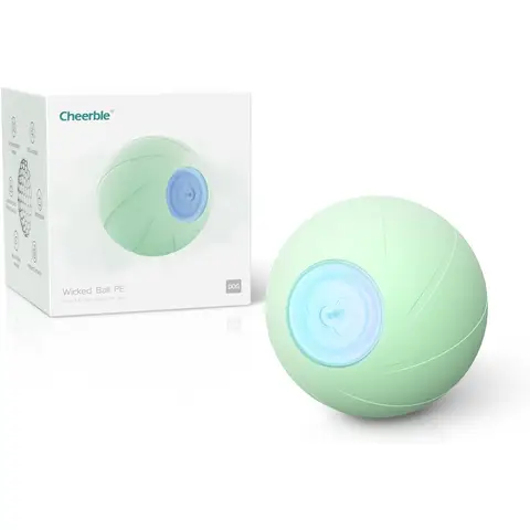 Cheerble Wicked Ball PE - Green, Self Moving Dog Toy, Wicked Ball PE with 3 Modes, LED Lights, DC Rechargeable, Smart Rotating Bouncing Ball for Medium & Large Dogs
