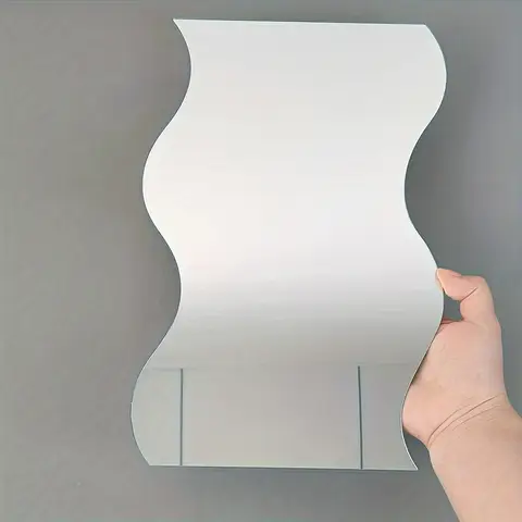 1pc PVC mirror with irregular wave acrylic decorative mirror, room decoration aesthetic mirror 20*30 cm