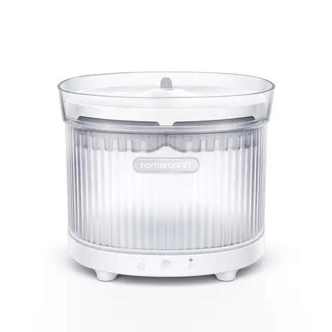 homerunPET BF10 Fontaine à eau avec filtre pour animaux de compagnie rechargeable sans fil, 2 L, éclairage LED - Blanc