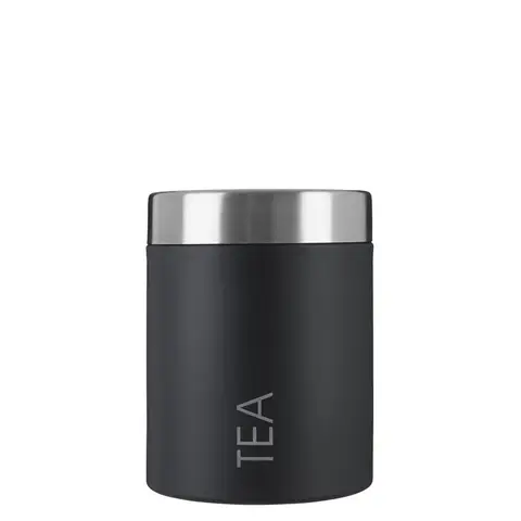 Premier Housewares schwarze emaillierte Tee-Dose, robuste Metall-Aufbewahrungsdose mit glänzendem Finish und luftdichtem Deckel, hält Tee frisch