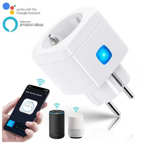Aigostar WiFi WB Smart Plug Adapter MAX.2300W,10A 250V~ Fernbedienung Sprachsteuerung Timer-Funktion Einfache Einrichtung