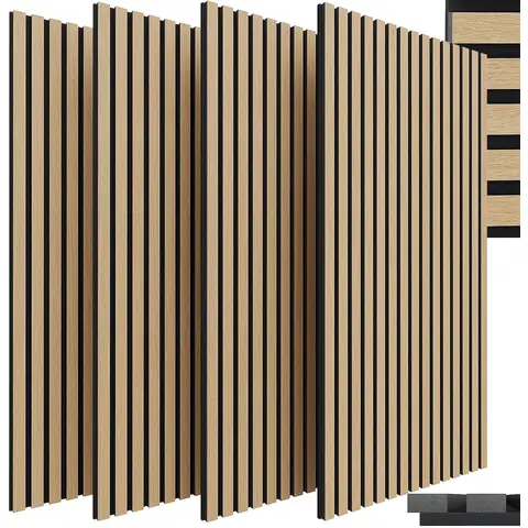 3D Acoustic Wall Panels - 4 Pack, 120x60x2.1cm (2.88㎡), Self-Adhesive, Sound-Absorbing, for Living Room, Office, Grey-Brown Oak