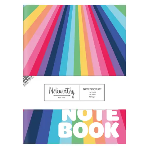 Noteworthy A5 Notebook Set Rainbow, Pack of 3