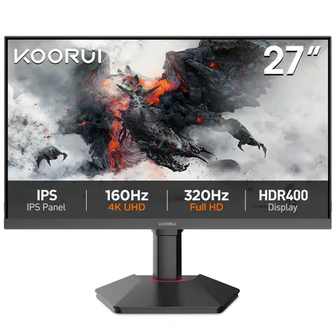 KOORUI G2741L Monitor 27 Zoll IPS UHD 160Hz FHD 320Hz  HDR400 2x HDMI2.1 DP1.4 Audio