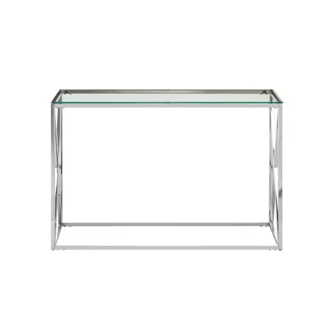 Interiors by Premier Console Table Allure Cross Square Silver Finish/Glass