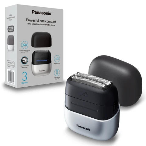 Panasonic 3 Blade Wet & Dry Compact Electric Shaver with Beard Sensor, Series 700S - Silver/Black,  ES-CM3BK 