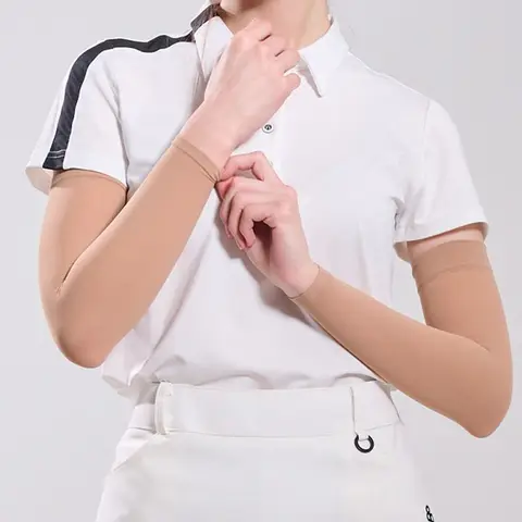 HOYEON Korean UV Protection Long-Sleeve Golf Arm Sleeves, High-Elastic Outdoor Sport Gloves Straight