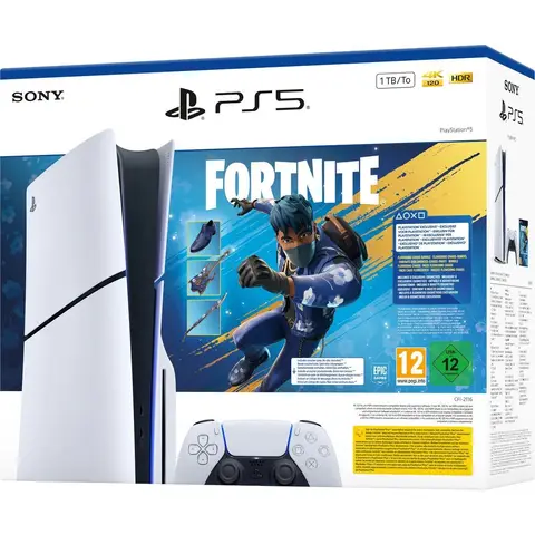 Sony PlayStation 5 Slim Standard Console 1TB Limited Edition Fortnite Flowering Chaos with DualSense Wireless Controller - White